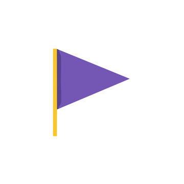 Purple triangular flag on yellow pole