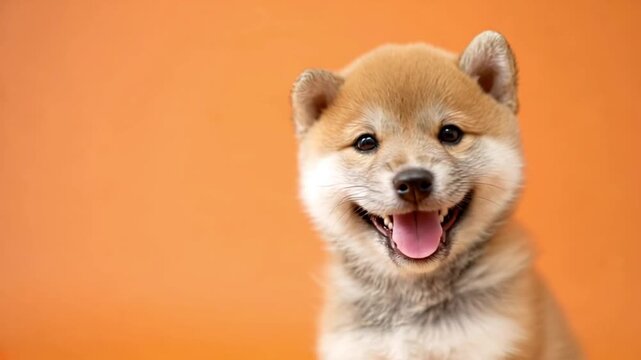 A Shiba Inu puppy posing with a front paw raised.　前足を上げてポーズをとる仔犬の柴犬
