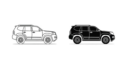 Fototapeta premium Suv Vehicle Silhouette On White Background Automotive Design Illustration