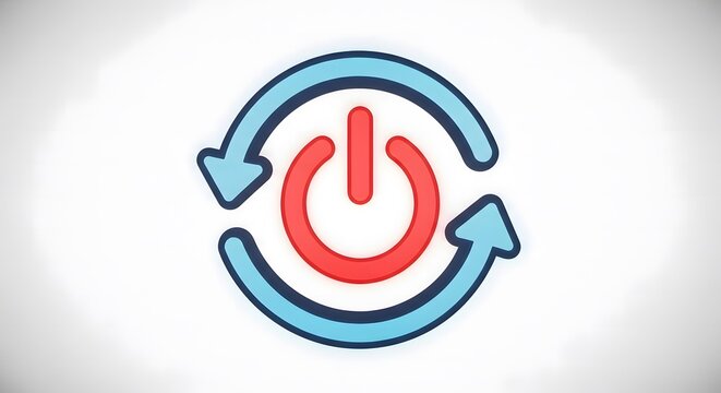 Power reset icon circular arrows around power button symbol