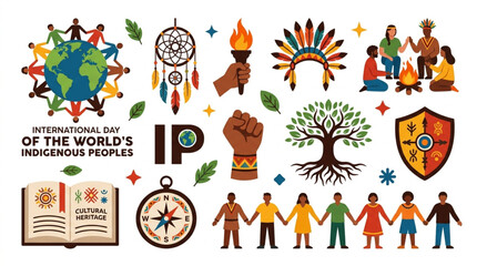 Fototapeta premium International Day of the World's Indigenous Peoples Vector Illustration for Cultural Heritage and Global Diversity Celebration