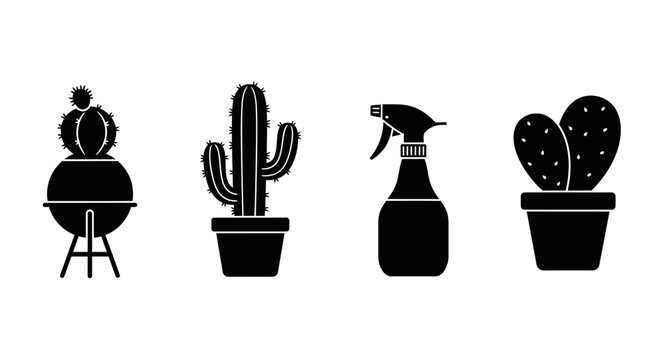 Set of four clean flat vector icons for UI and web design. Minimalist graphic elements on a white background, professional scaleable EPS illustration for digital applications.