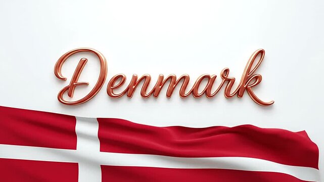 Dynamic collection of waving Danish flags with artistic text overlay for cultural celebration and national pride in Denmark