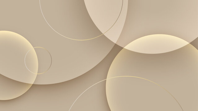 Elegant Champagne Background with Overlapping Minimalist Geometric Circles and Glow