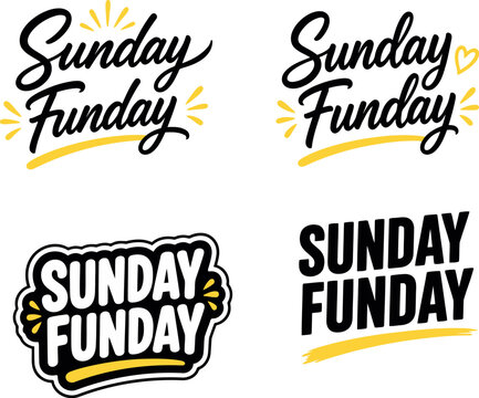 Sunday Funday hand lettering typography bundle with fun weekend quote designs