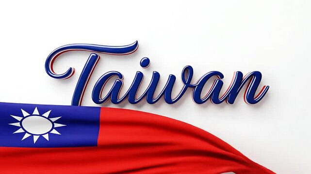 Vibrant animation showcasing the flag of Taiwan with waving fabric and elegant typography