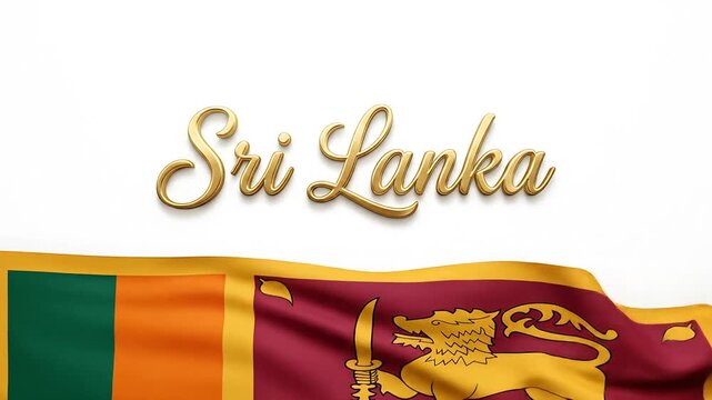 Animated collection of Sri Lanka flags with the country's name in elegant gold script highlighting national pride and cultural