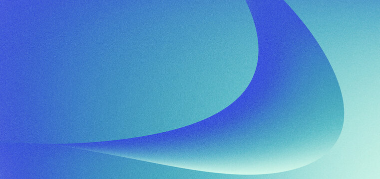 Blue gradient abstract curve wave background smooth modern cyan teal fluid shape with soft light and grain texture for design