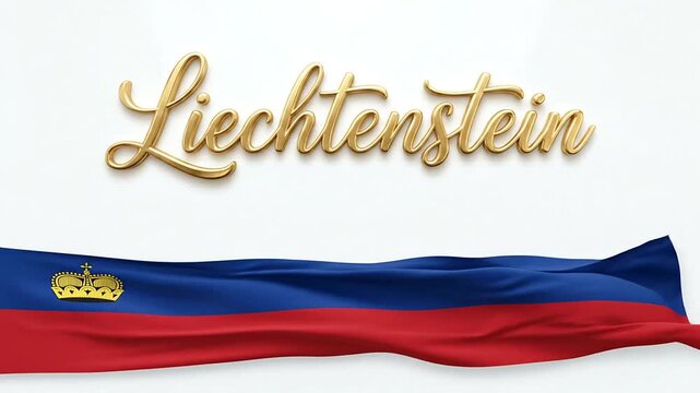 Animated collection of Liechtenstein flags flowing with the country's name in elegant script