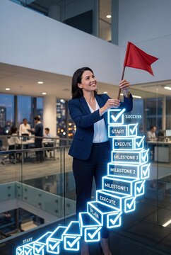 Goal Achievement and Business Success Milestone Concept with Progress Checklist
