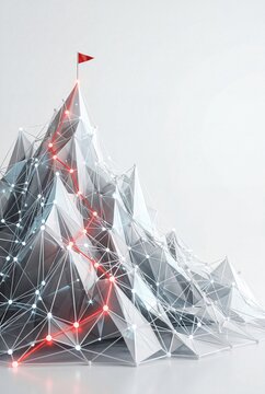 Mountain Climbing Success Journey and Goal Achievement Data Visualization Concept