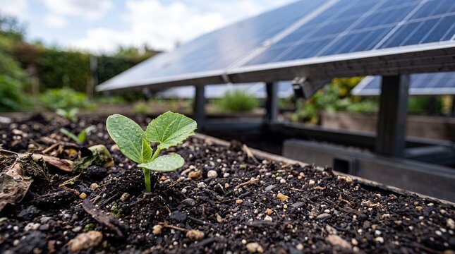 Solar Energy Seedling Growth Concept for Sustainable Green Future