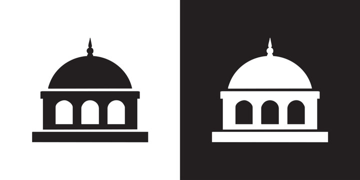 Minimalist Domed Building Icon - Modern Dome Architecture Landmark Symbol, Historical Capitol Government Palace Graphic, and Simple Mosque Church Cathedral Roof Silhouette Vector