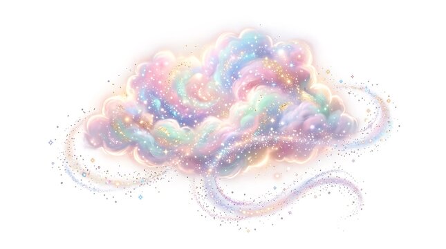 Colorful swirling smoke on white background.