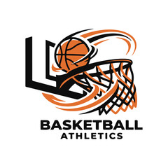  Basketball Logo with Shield Emblem and Swoosh Effect for Sports Teams. © shahariea