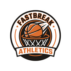  Basketball Logo with Shield Emblem and Swoosh Effect for Sports Teams. © shahariea