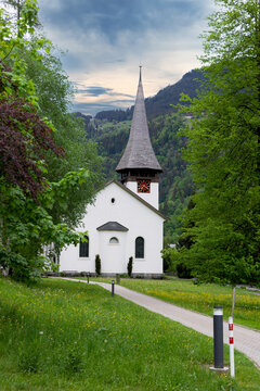 Lauterbrunnen Church building in Swiss Alps village