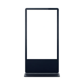 Modern vertical digital display billboard kiosk isolated on transparent background