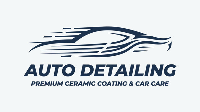 Abstract auto detailing logo featuring a car profile silhouette for premium ceramic coating and vehicle maintenance services