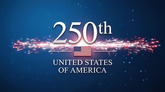 United States 250th anniversary semiquincentennial celebration on blue background