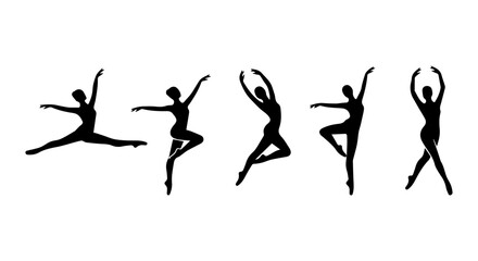 Ballet Dancer Silhouettes, Graceful Poses, Elegant Female Figures, Vector Art Collection © Dolon
