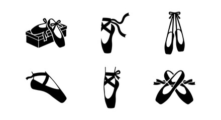 Ballet Pointe Shoes Vector Icons, Dance Footwear Set, Elegant Performance Slippers Collection © Dolon