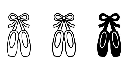 Ballet Slippers Vector Icons, Dance Shoes Graphics, Pointe Shoes Illustrations, Elegant Footwear Set © Dolon