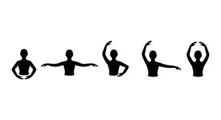 Ballet Dancer Poses Vector Silhouettes, Graceful Movement Icons, Elegant Female Figures, Classical Dance Art © Dolon