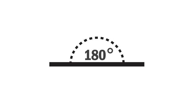 180&deg; angle animation with *luma matte* option. Mathematics regarding a 180-degree angle. 180-degree rotation icon animation. 4K video.