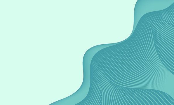 Teal Abstract Wave Background with Minimalist Organic Lines and Copy Space
