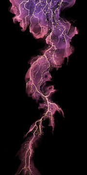 abstract luxury alcohol ink texture vertical banner with pink purple fluid waves and gold glitter veins on black background for elegant phone wallpaper and creative poster art