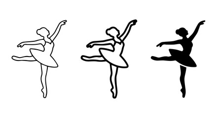 Ballet Dancer Poses Vector Set, Elegant Female Silhouette, Classical Dance Art © Dolon