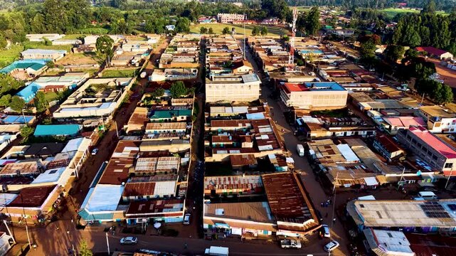 Rural settlement kenya kibera township soweto neighborhood village in kenya. poor roads and market kenya