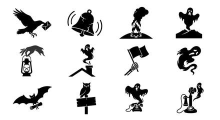 Halloween horror and mystery magic silhouette icons. © Supriyadi