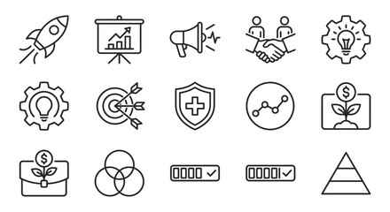 Obraz premium Business icons for finance and growth.