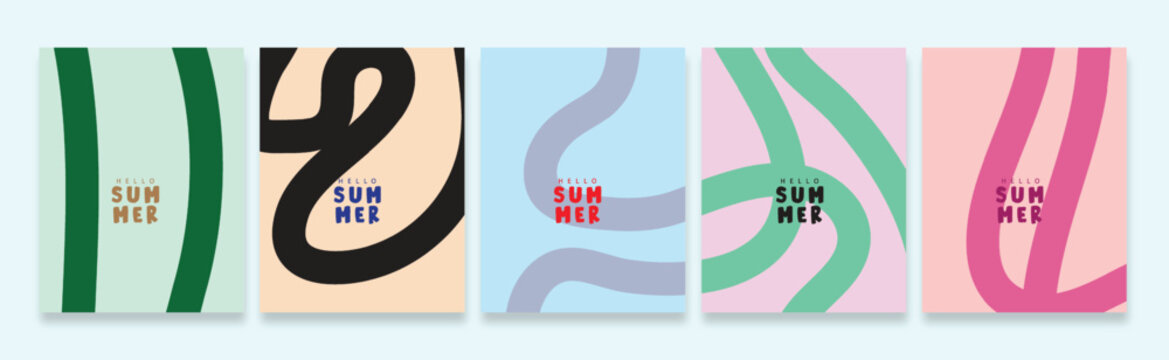 Summer bright and juicy templates collection for celebration, ads, branding, banner, card, cover, label, poster, sales. Modern abstract art design with abstract minimalist summer banner with bright