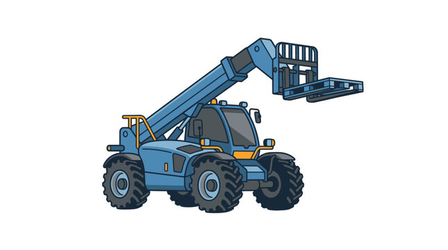 Blue Telehandler Forklift Vector Illustration