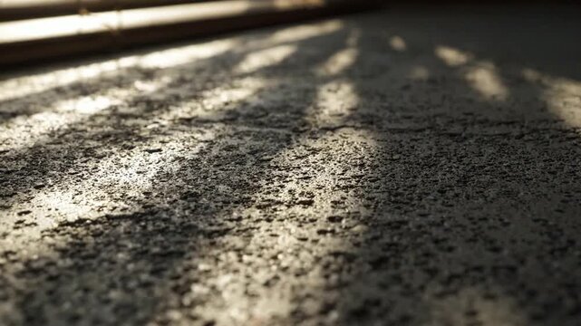 Sunlight Shadows on Rough Asphalt Road Surface.