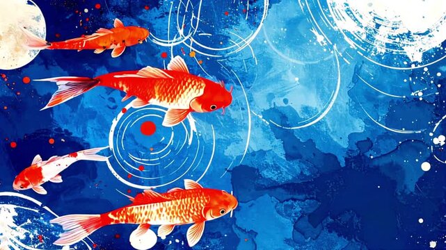 金魚が泳ぐ和風アニメーション