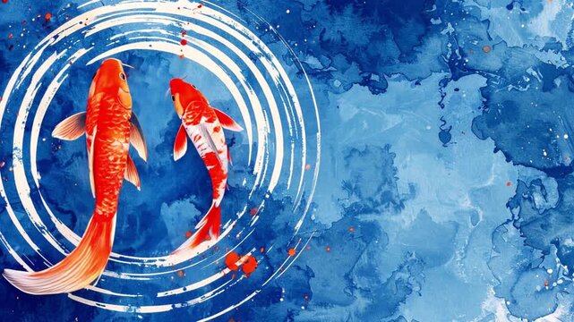 金魚が泳ぐ和風アニメーション