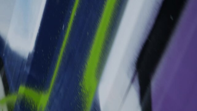 Graffiti Paint Drips Corrugated Metal Wall Pan Motion Footage Colorful Texture Abstract Background Spray Splash Urban Street Art