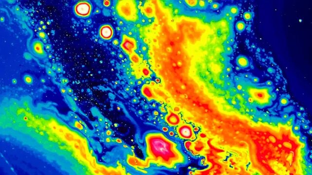 Thermal image shows heatmap of natural phenomenon occurring on Earth's surface from satellite view