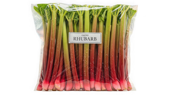Fresh Rhubarb Stalks in Plastic Bag