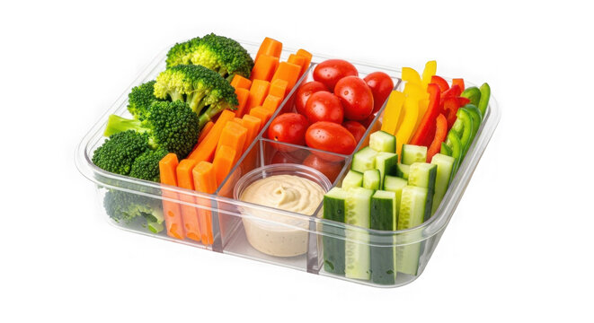 Assorted Vegetables in Plastic Container with Dip