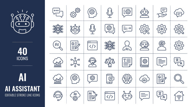 A collection of AI assistant icons displayed on a grid background