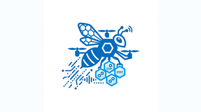 Robotic bee drone with circuit pattern wings.