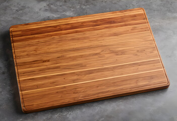 Fototapeta premium wooden cutting board on gray surface