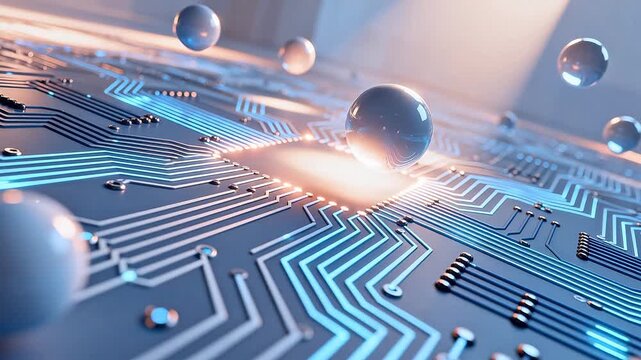 Circuit board with floating spheres