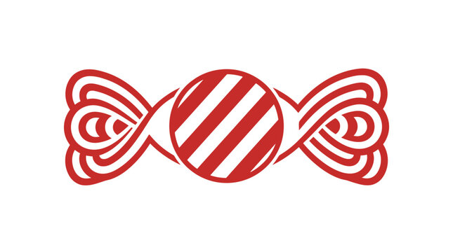 Stylized red and white striped hard candy illustration.