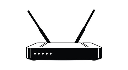 Fototapeta premium Wireless router with two antennas a black and white silhouette networking